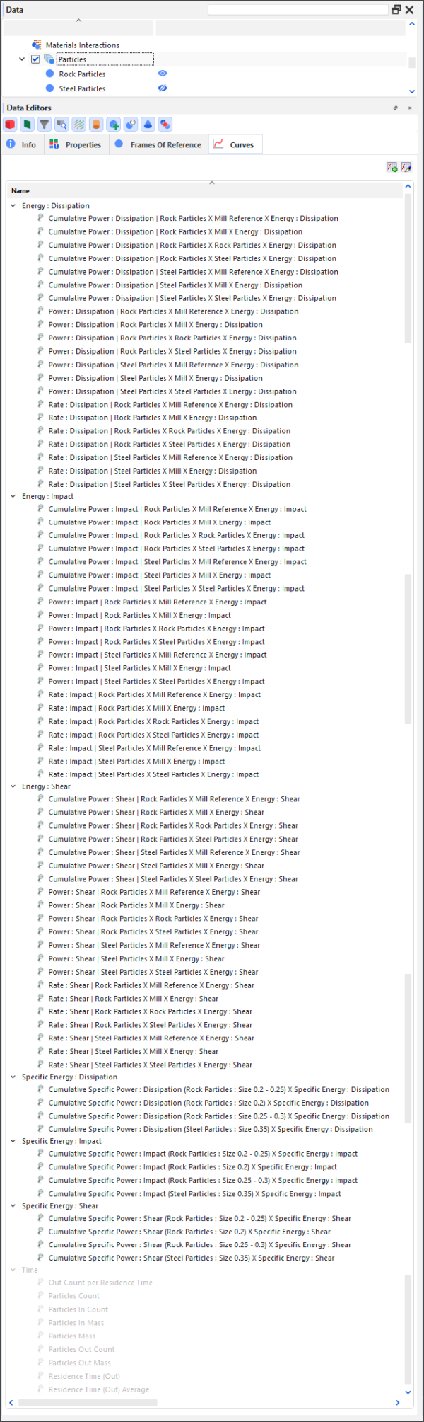 当收集Energy Spectra时的颗粒曲线选项