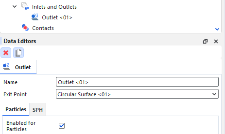 Outlet、Particles选项卡