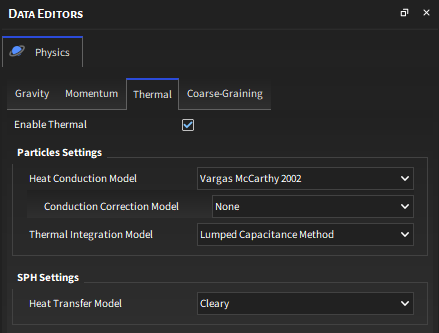 当通过Workbench在Rocky和Mechanical之间实现HTC传输时的Physics Thermal选项卡。