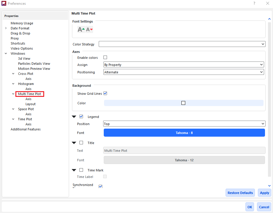 配置选项，多时间图（所有绘图都类似）