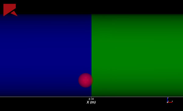 A particle near the sliding interface between two rotating meshes.