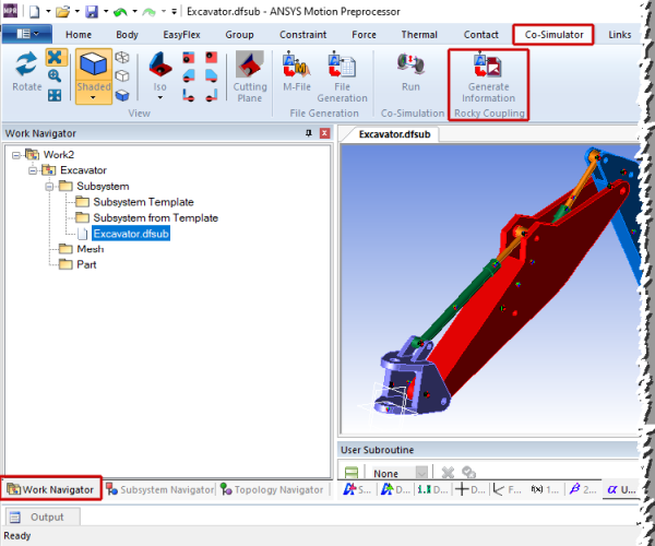 Co-Simulator tab in Ansys Motion.