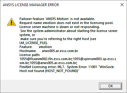 Ansys License Manager Error in Rocky.