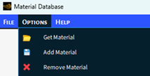 Material Storage menu for Options.