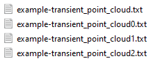 Example text files structure to define a Transient Static Point Cloud with three Static Point Clouds.