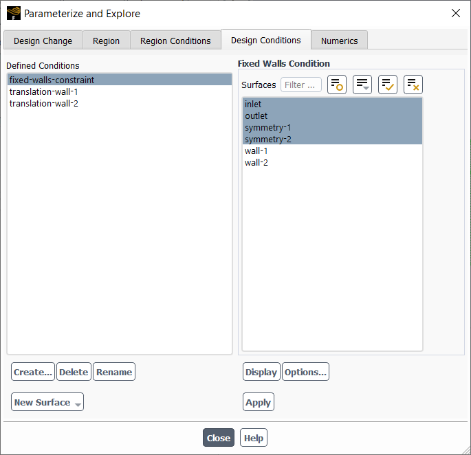 Setting Fixed Wall Constraint Conditions