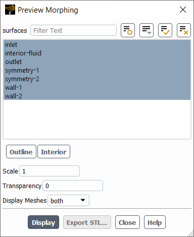 Preview Morphing Dialog Box