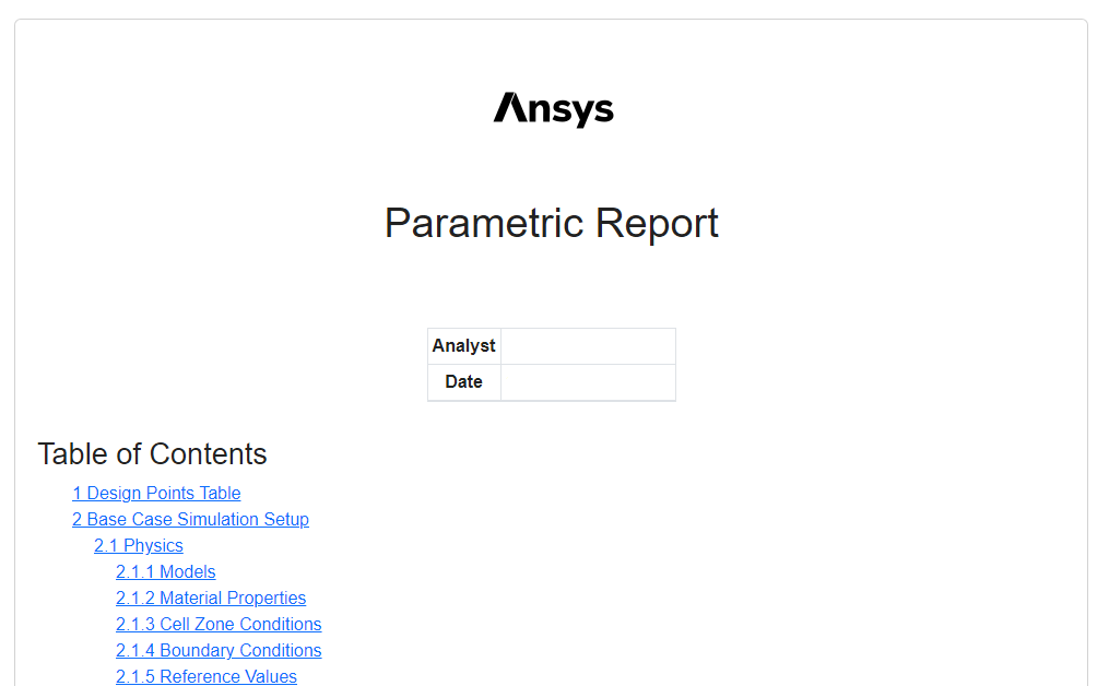 Parametric Report