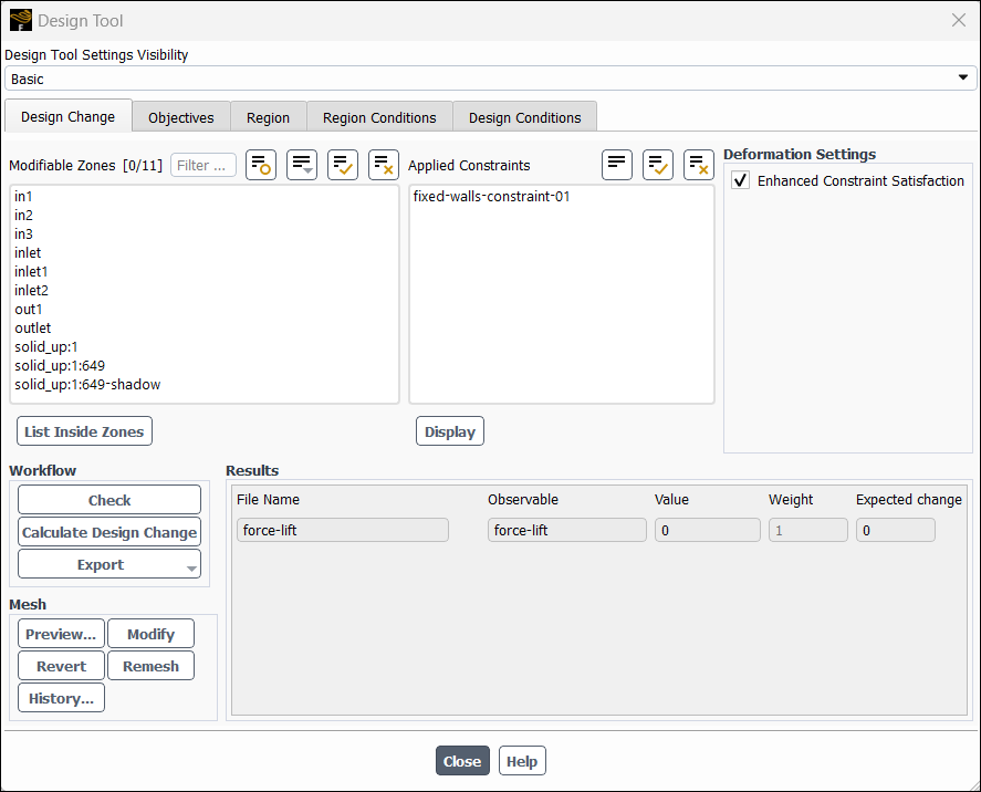 Design Tool Dialog Box