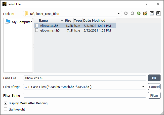 The Select File Dialog Box for Windows