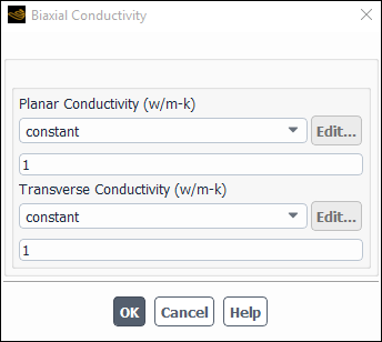 The Biaxial Conductivity Dialog Box