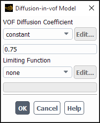 Diffusion-in-vof Model Dialog Box