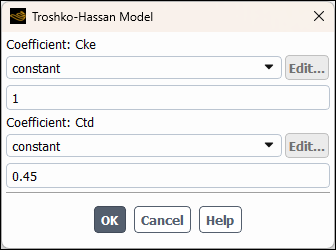Troshko-Hassan Model Dialog Box
