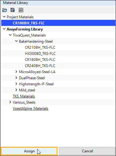 Assign the selected material to the blank