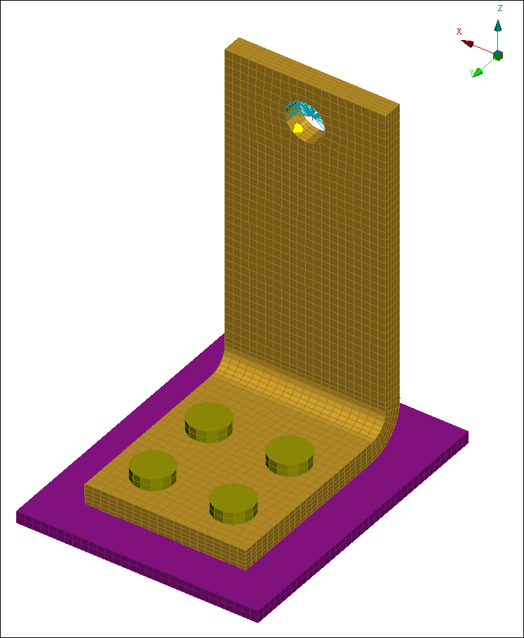 Initial geometry for bolt pretensioning.