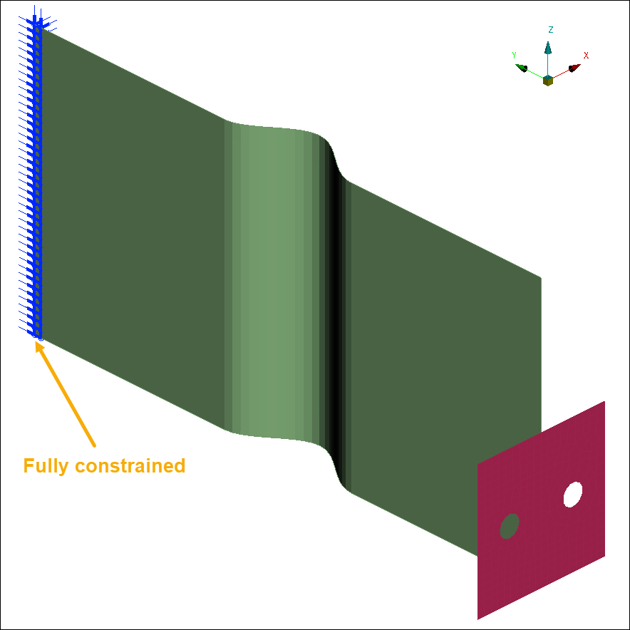 Eigenfrequency analysis of a panel with a bead.