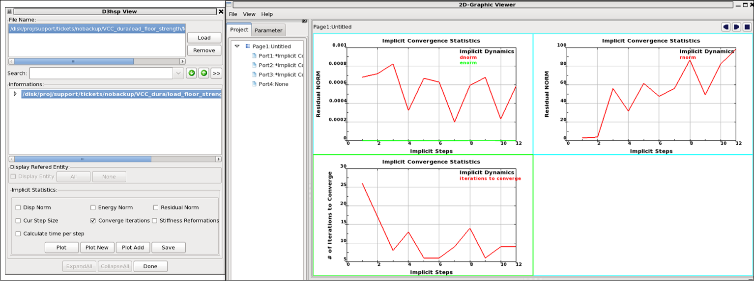 Tracking the convergence histories using the D3hsp View tool in LS-PrePost