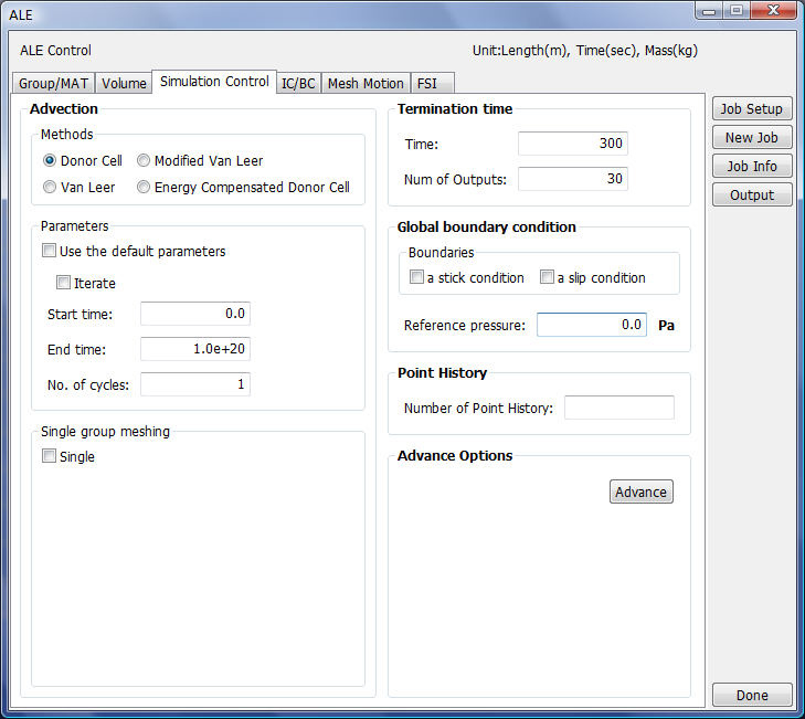 Define control parameters