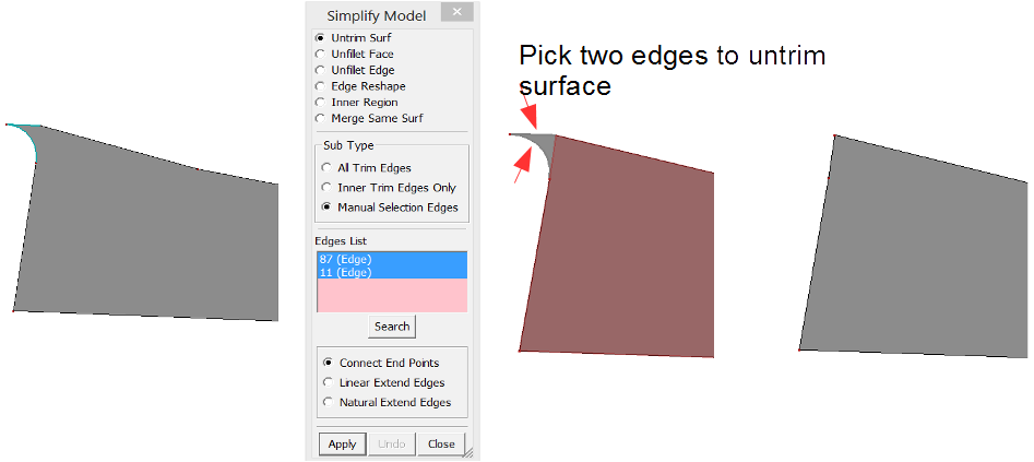 Flaw Case 1: Using Connect End Points to Fix Flaw Region