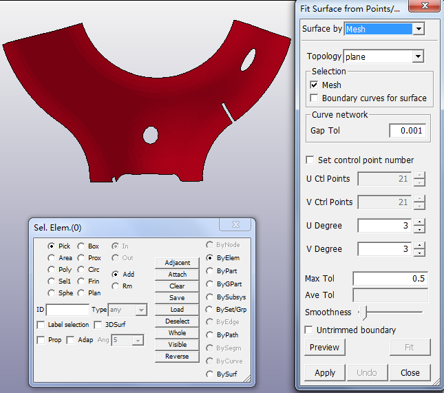 Dialog for Selecting Mesh