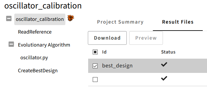 Opti Files Downloading System and Result Files