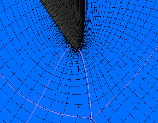 Mesh at Blade-Hub Intersection After Y+ Specification