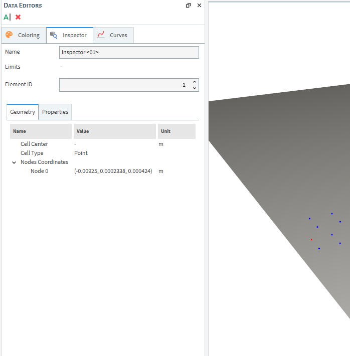 Inspector and simulation after the refinement process (Element ID = 1).