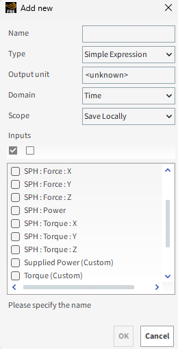 Add new dialog (property or curve)
