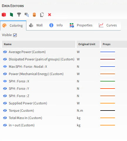 Coloring tab when a plot or histogram window is selected
