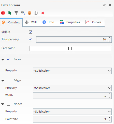 Coloring tab in the Data Editors panel for a Wall Geometry