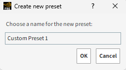Create new preset dialog