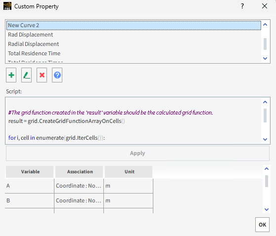 Custom Curves dialog for Advanced Expressions