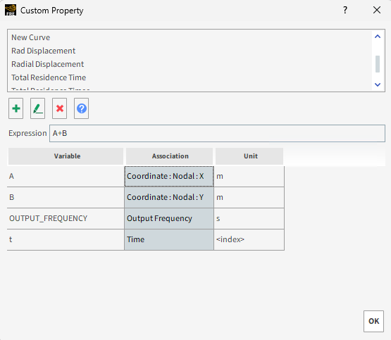 Custom Property dialog for Simple Expressions