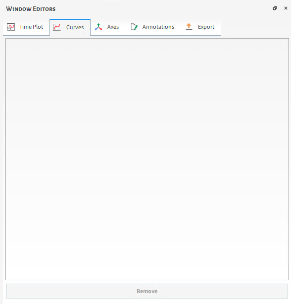Time Plot, Curves display in the Window Editors panel