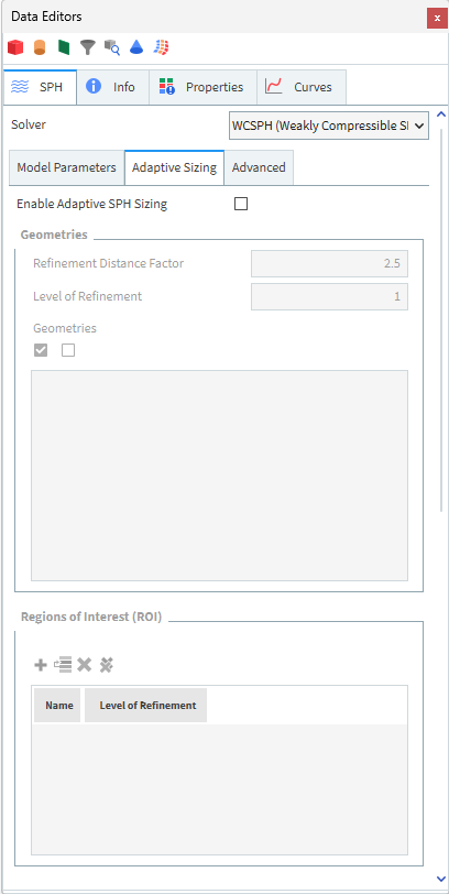 SPH Adaptive Sizing Parameters