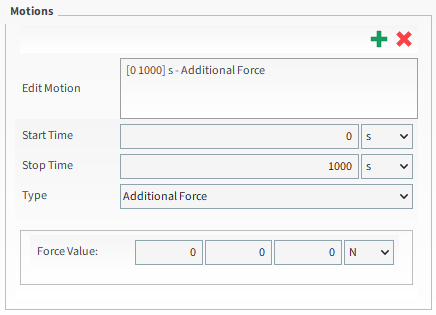 New Motion showing Additional Force parameters