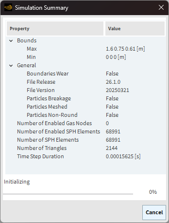 Simulation Summary dialog