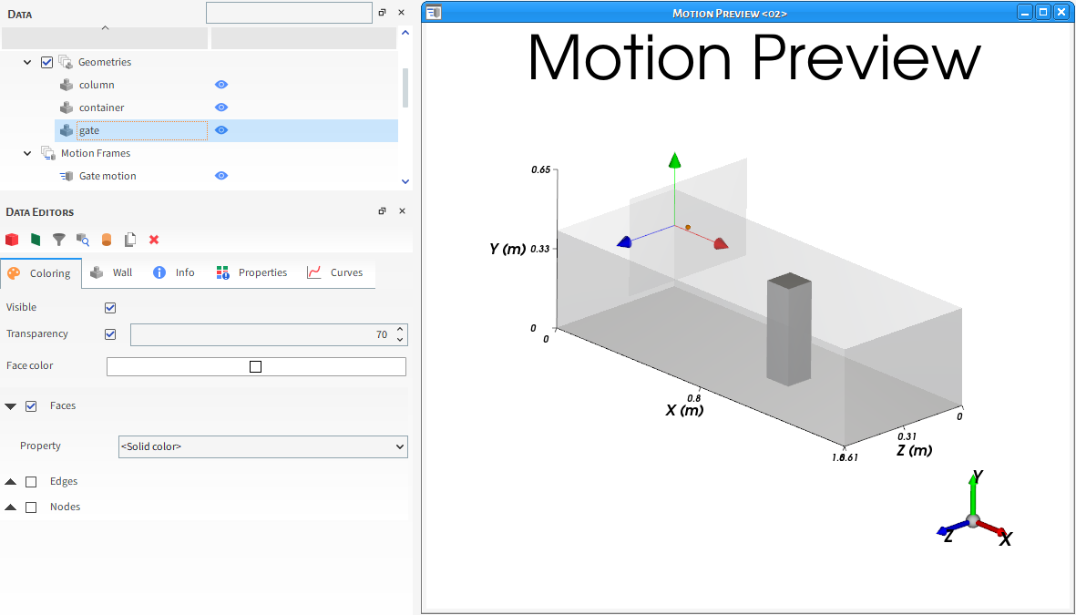 Example Coloring tab in the Data Editors panel showing a geometry component