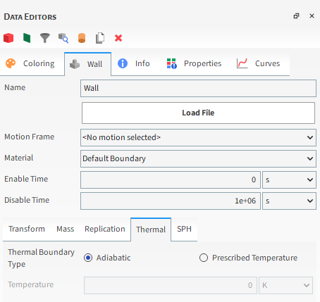Imported Wall, Thermal Parameters in the Data Editors Panel