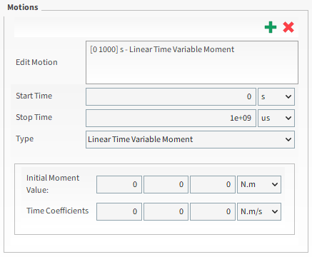 New Motion showing Linear Time Variable Moment parameters