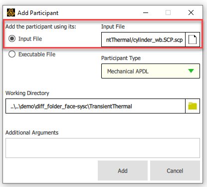 Add Participant: System Coupling File from Mechanical