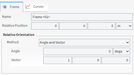 Parameters for newly added Frame entry - Angle and Vector