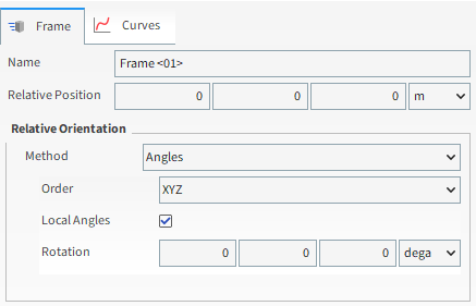 Parameters for newly added Frame entry - Angles