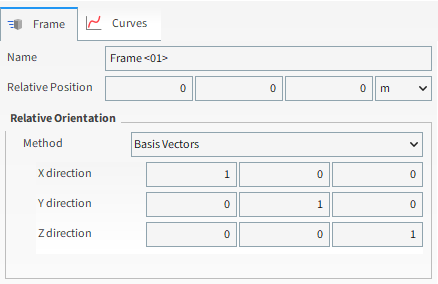 Parameters for newly added Frame entry - Basis Vectors