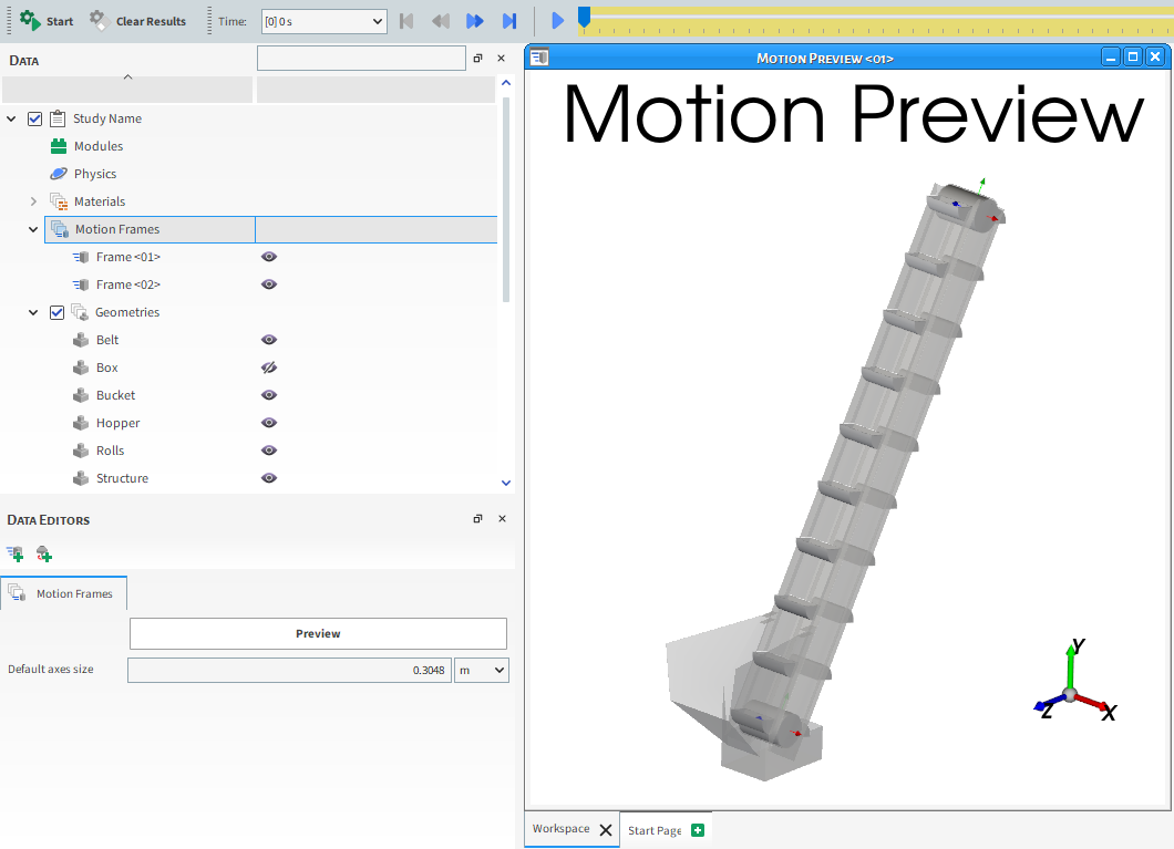 Motion Frames Parameters in the Data Editors Panel, and the Motion Preview Window