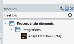 Ansys FreeFlow (Beta) selection in Modules Dock
