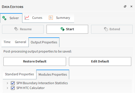 Solver | Output Properties - Modules Properties