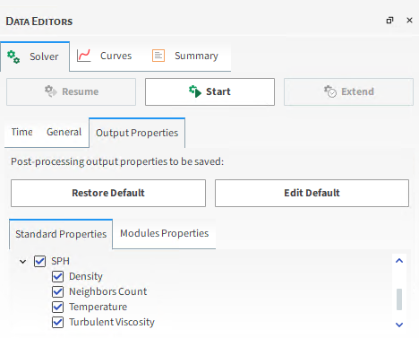 Solver | Output Properties - Standard Properties