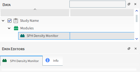 Options in the Data Editors Panel when the SPH Density Monitor is Enabled