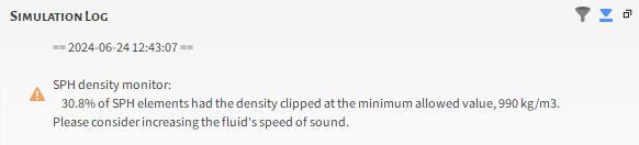 Simulation Log when the SPH Density Monitor is Enabled